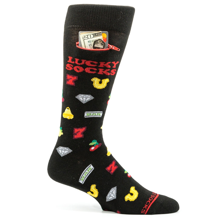 Lucky Slots on Black, Mens Pocket Socks®