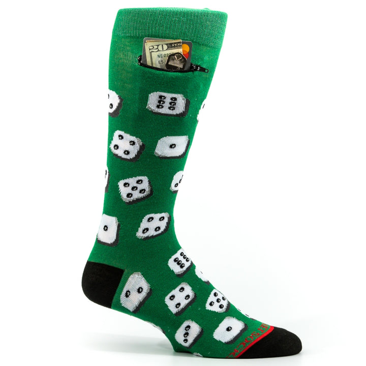 Dice on Green, Mens Pocket Socks®