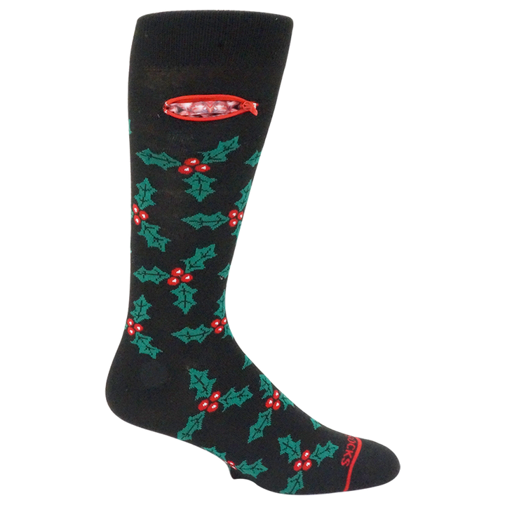 Mistletoe on Black, Mens Pocket Socks®