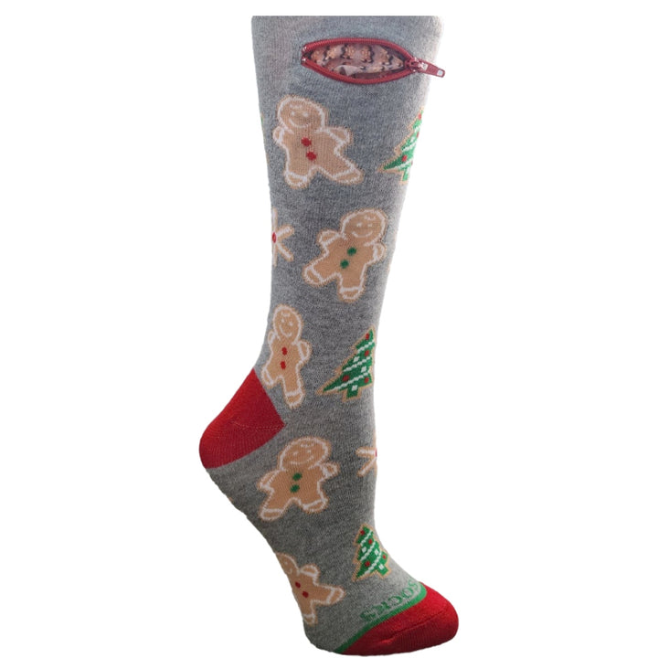 Gingerbread on Grey, Womens Pocket Socks®