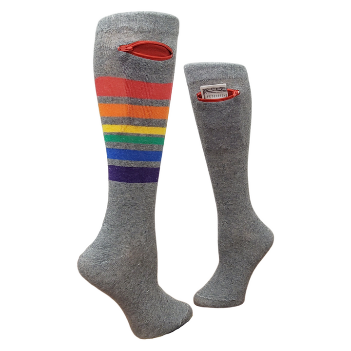 2 Pack Bundle Rainbow and Grey, One Size Only (S/M) (Womens Shoe 6-9)