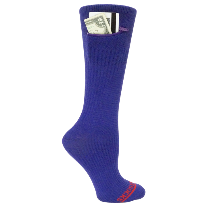 Light Compression Pocket Socks®, Sport Crew - Purple, Small/Medium