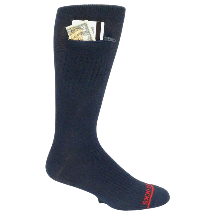 Light  Compression Pocket Socks®, Crew, Navy Blue, Large