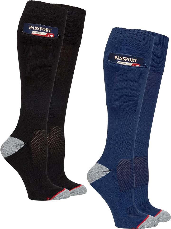 Passport Security Pocket Socks®, 2-Pack Black/Navy