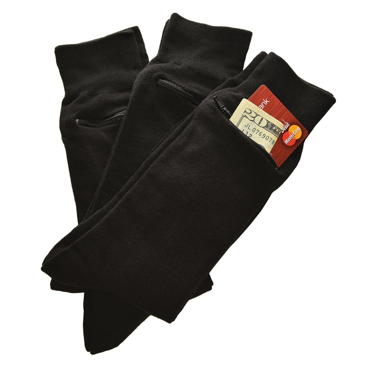 3-Pack Black Dress Pocket Socks® Medium