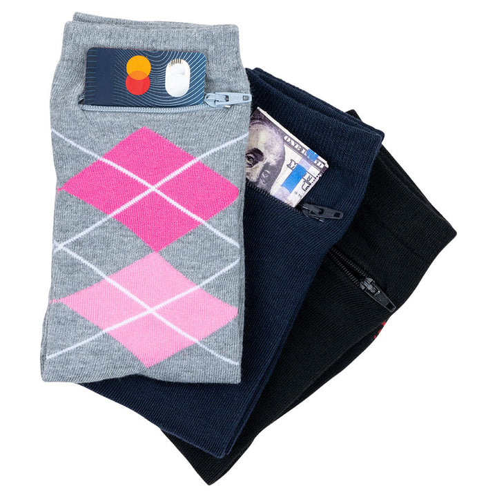 3-Pack Argyle and Solids Pocket Socks® Medium