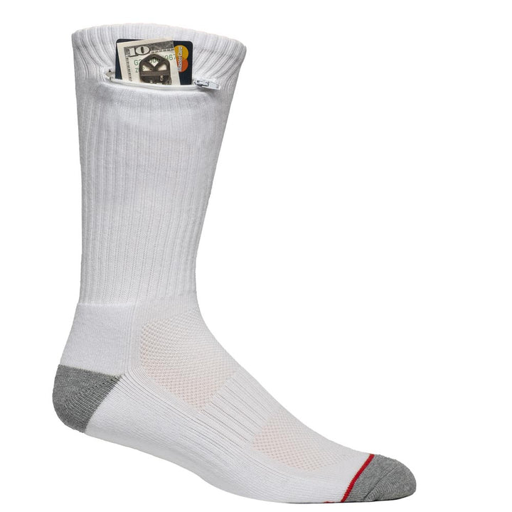 Sport Crew Pocket Socks®, White, Medium