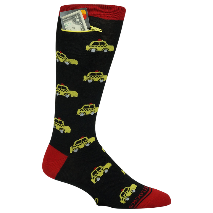 New York  Taxis on Black -  One Size Pocket Socks®