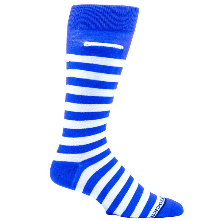 Rugby Stripes Mens Fashion Crew Pocket Socks® - Royal Blue + White