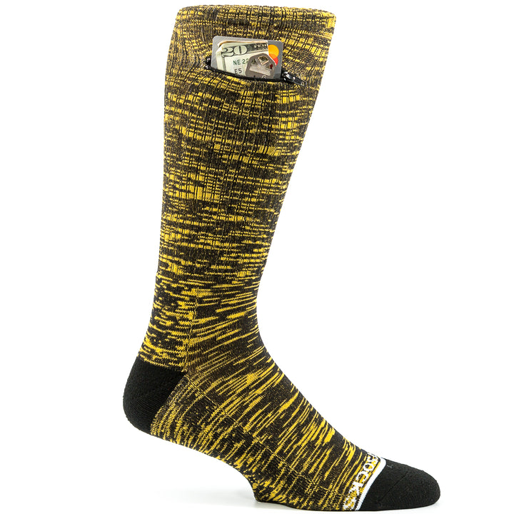 Sport Crew Dual-Color Pocket Socks® - Black + Yellow