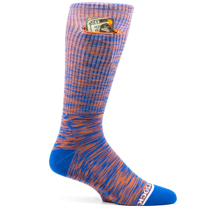 Sport Crew Dual-Color Pocket Socks® - Orange + Royal Blue