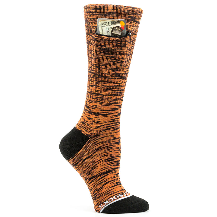 Sport Crew Dual-Color Pocket Socks® - Orange + Black